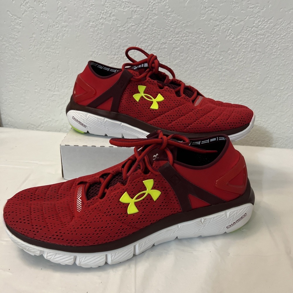 Under‎ Armour Charged Mens Sz 9.5 Running Red Yellow White 1258785-600 NWOB
